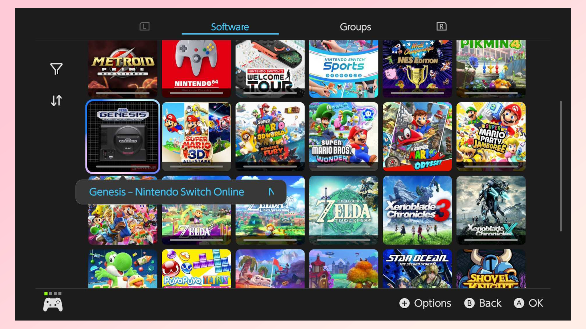 A screenshot showing the Switch 2's Show More page with a bunch of pending game downloads