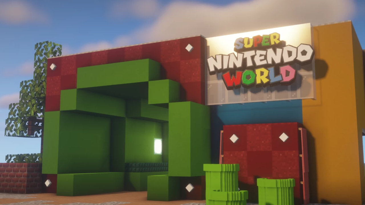  The Super Nintendo World theme park is under construction in Minecraft 