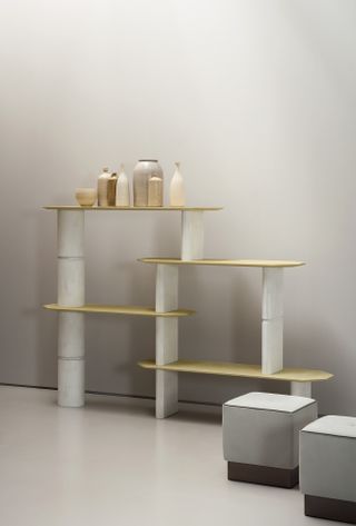Copper and stone shelves by Studio Pepe