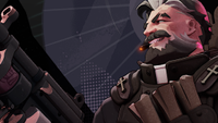 Venator, a grinning war-priest with a smoking cigar in his mouth, poses heroically on the character select screen in Deadlock.