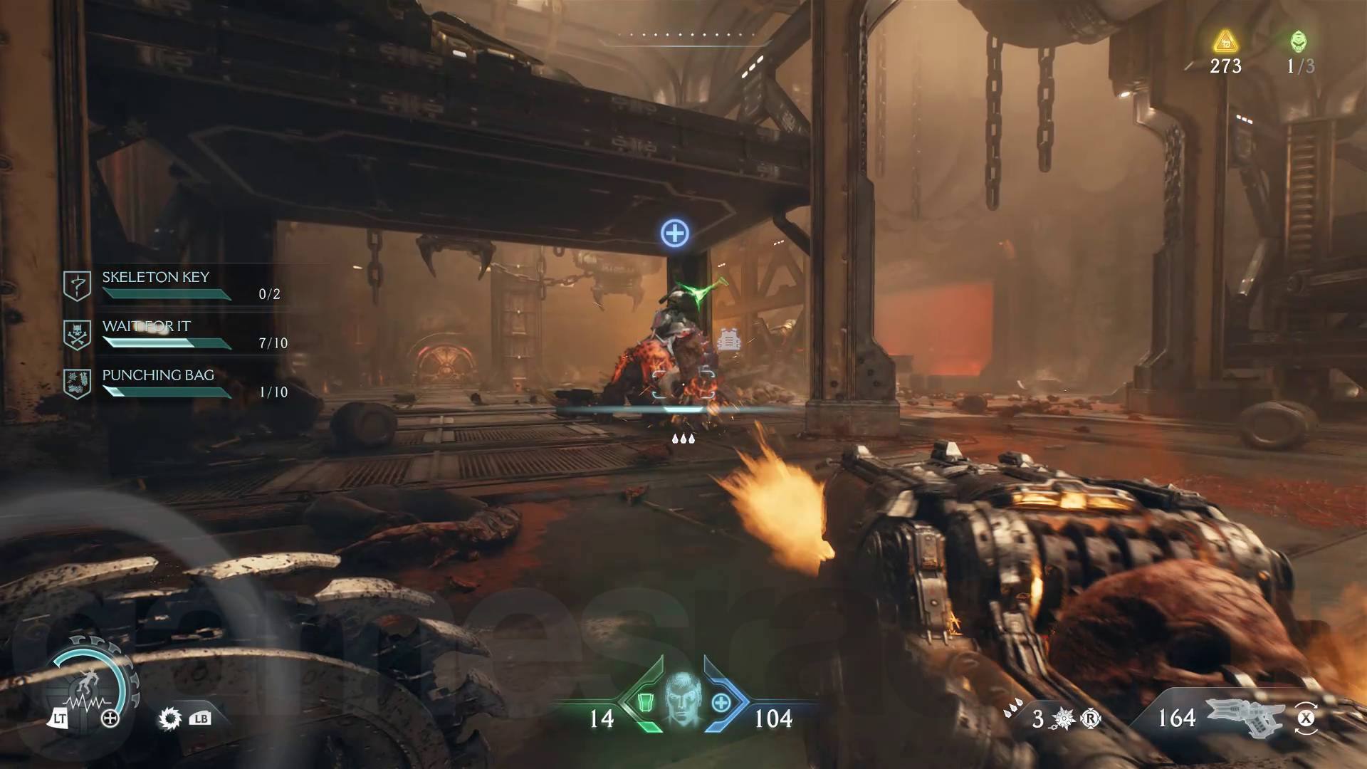 Doom The Dark Ages firing ravager at pinky slayer