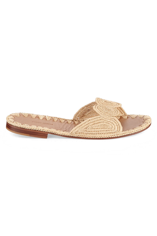 CARRIE FORBES Naima Woven Raffia Slide Sandals