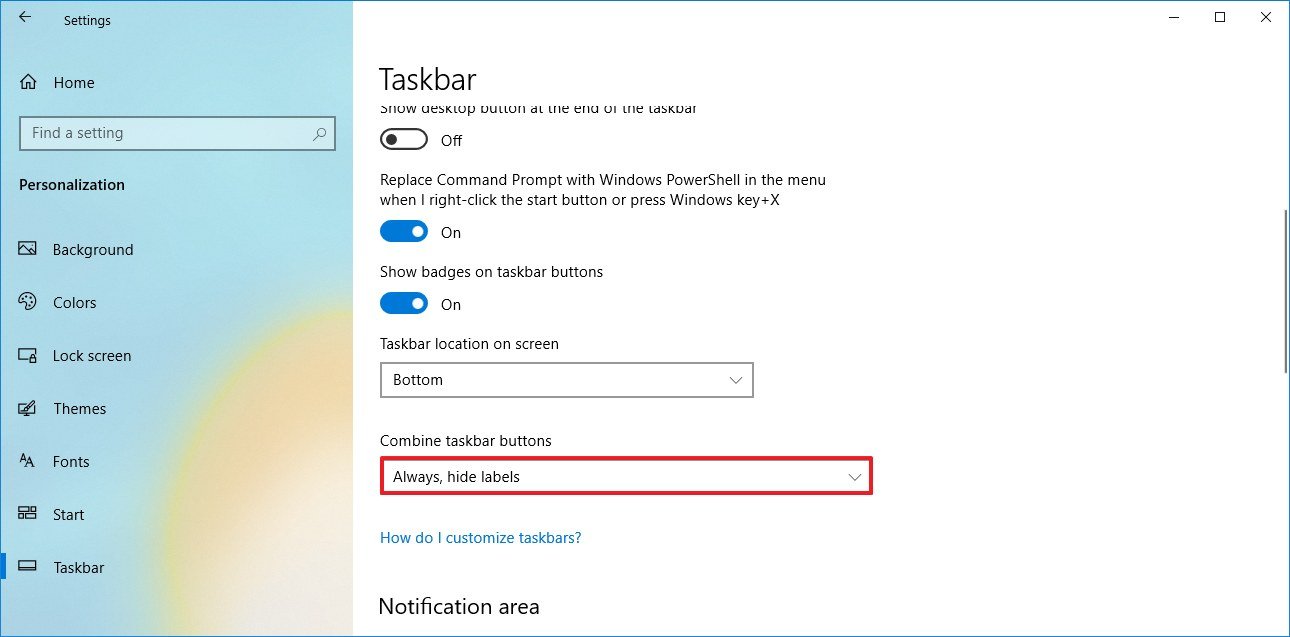 Combine taskbar buttons