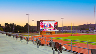 The new LED display at Mt. SAC Stadium Complex and the sunsets on the football field. 