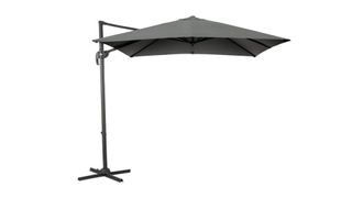 A grey cantilever parasol
