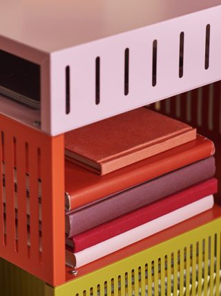 Ikea and Raw Color collaboration: books on colourful shelving trolley