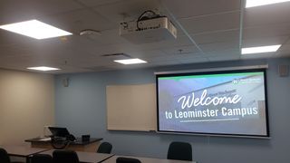 Sony projectors welcome students at a Massachusetts community college. 