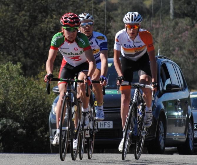Haritz Orbe (Euskadi), Edward Theuns (Topsport) and Martijn Tusveld (Rabobank), breakaway of the day. Fabio Silvestre (Trek) was part of the move, but had to let the breakaway go because of team directions: they wanted him to sprint. The Portuguese rider delivered an 8th place.