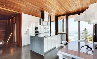 Kitchen units are sleek and minimal