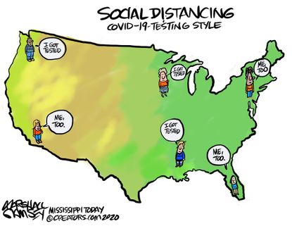 Editorial Cartoon U.S. COVID-19 CDC testing social distancing underprepared