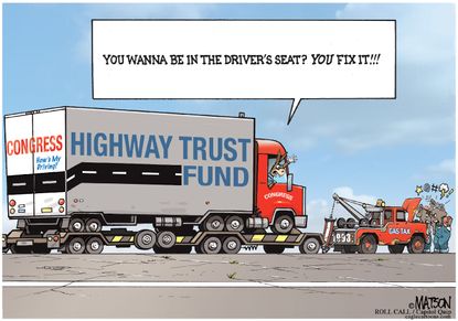 Political cartoon U.S. GOP Democrats Infrastructure