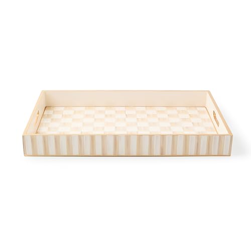 Mackenzie-Childs Serving Tray, Decorative Food Tray for Entertaining, Brown-And-White Mocha Check