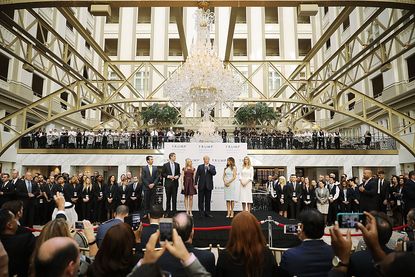 Donald Trump at the ribbon-cutting for his hotel in Washington, D.C.