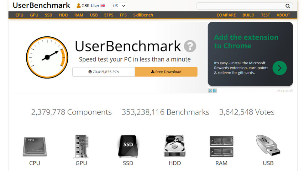UserBenchmark website screenshot (June 2025)