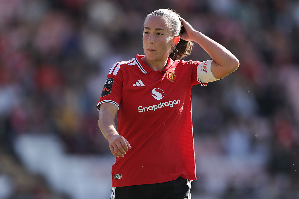 Maya Le Tissier wearing the skipper's armband for Manchester United