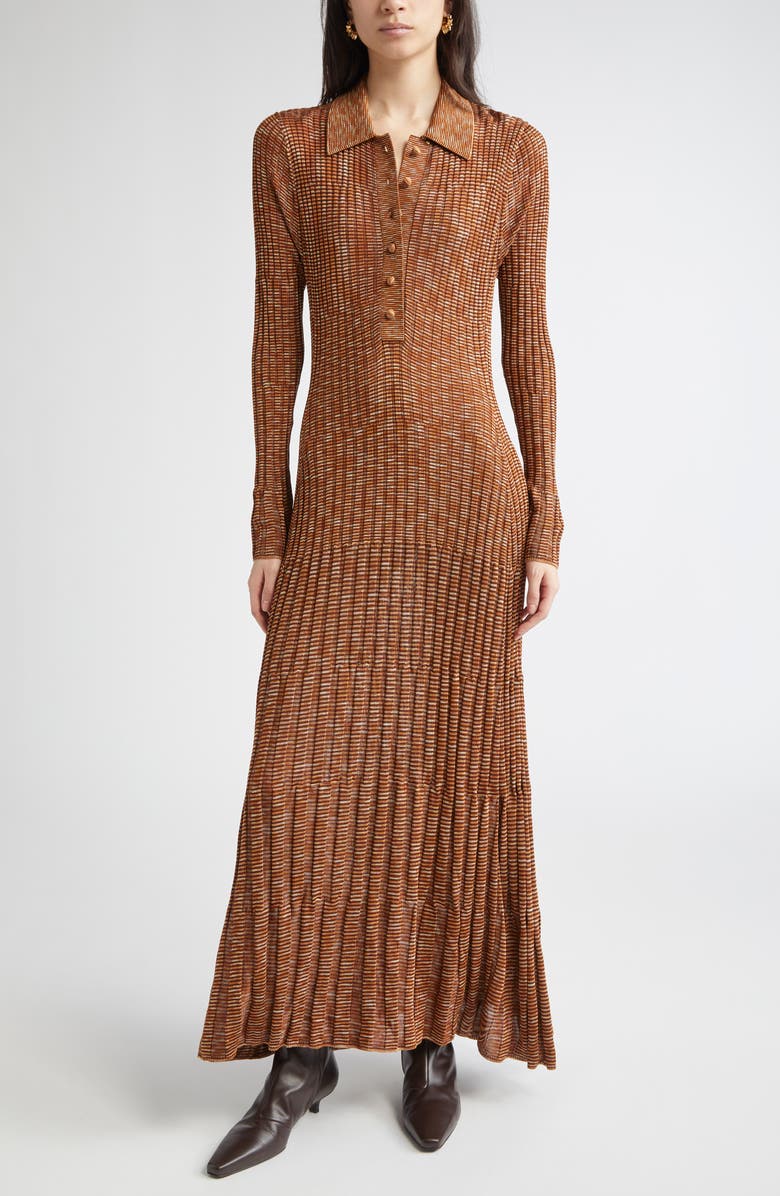 Mouline Long Sleeve Rib Maxi Sweater Dress