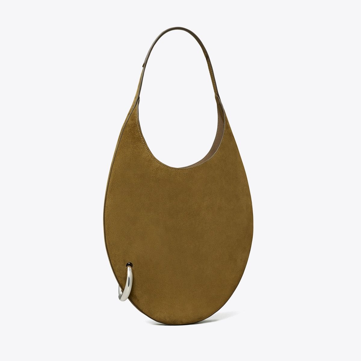 Pierced Suede Bag in Green, Size Os