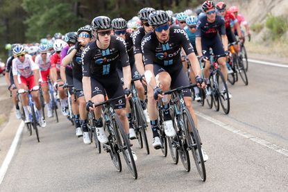 Team DSM riding on the front of the peloton at the Vuelta a Burgos 2021