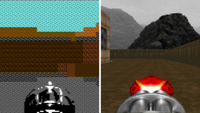 An image comparing Doom running on a PC versus Doom running on a Commodore 64