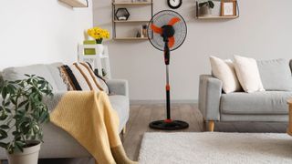 Standing fan in stylish living room