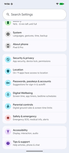 New Parental Controls in latest Android Canary