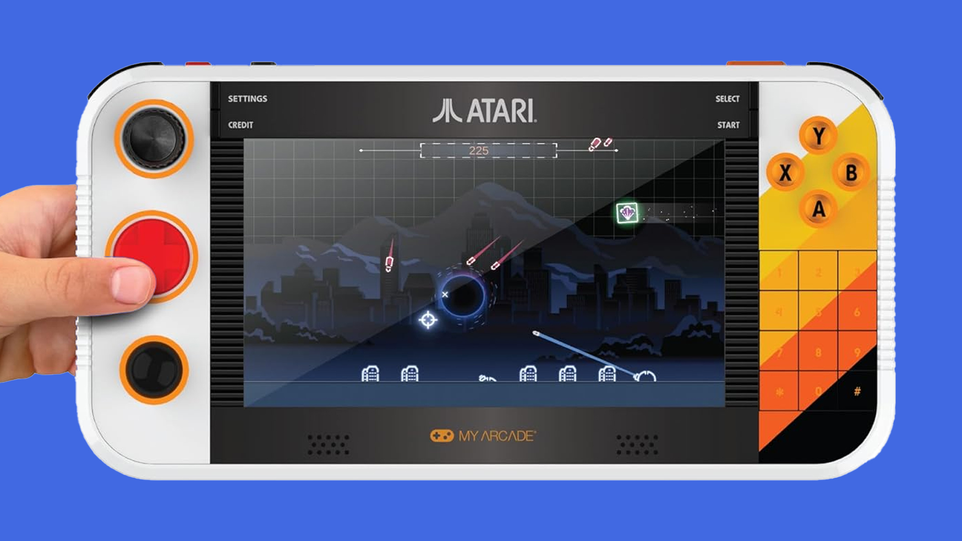 A white retro game handheld