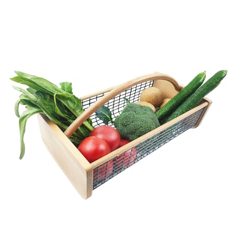 Large Garden Hod Harvest Basket, Durable Wooden Gardening, Supply Suitable for Kitchen, Picnic and Outdoor Picking