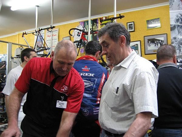 Eddy Merckx and John Kennedy discuss Eddy's bike fit