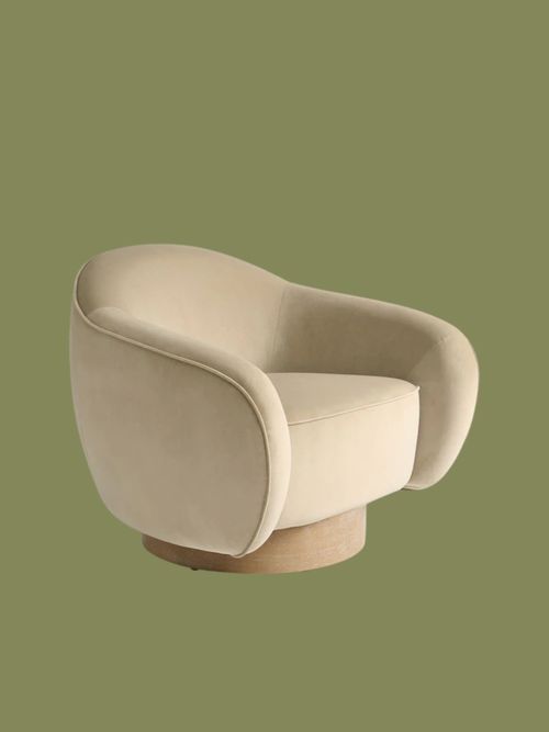 Soft Velvet Camel Natural N. Premium Varenna Swivel Accent Chair