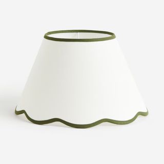 White and Green Scalloped-edge Lampshade