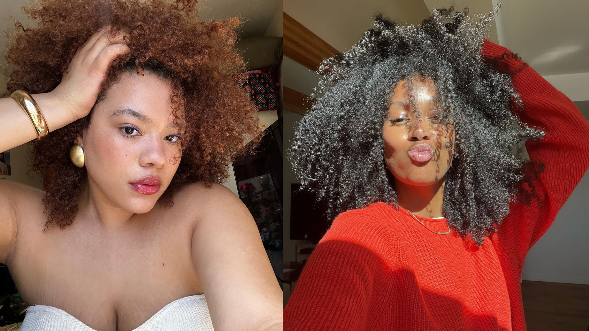 Two girls with curly hair