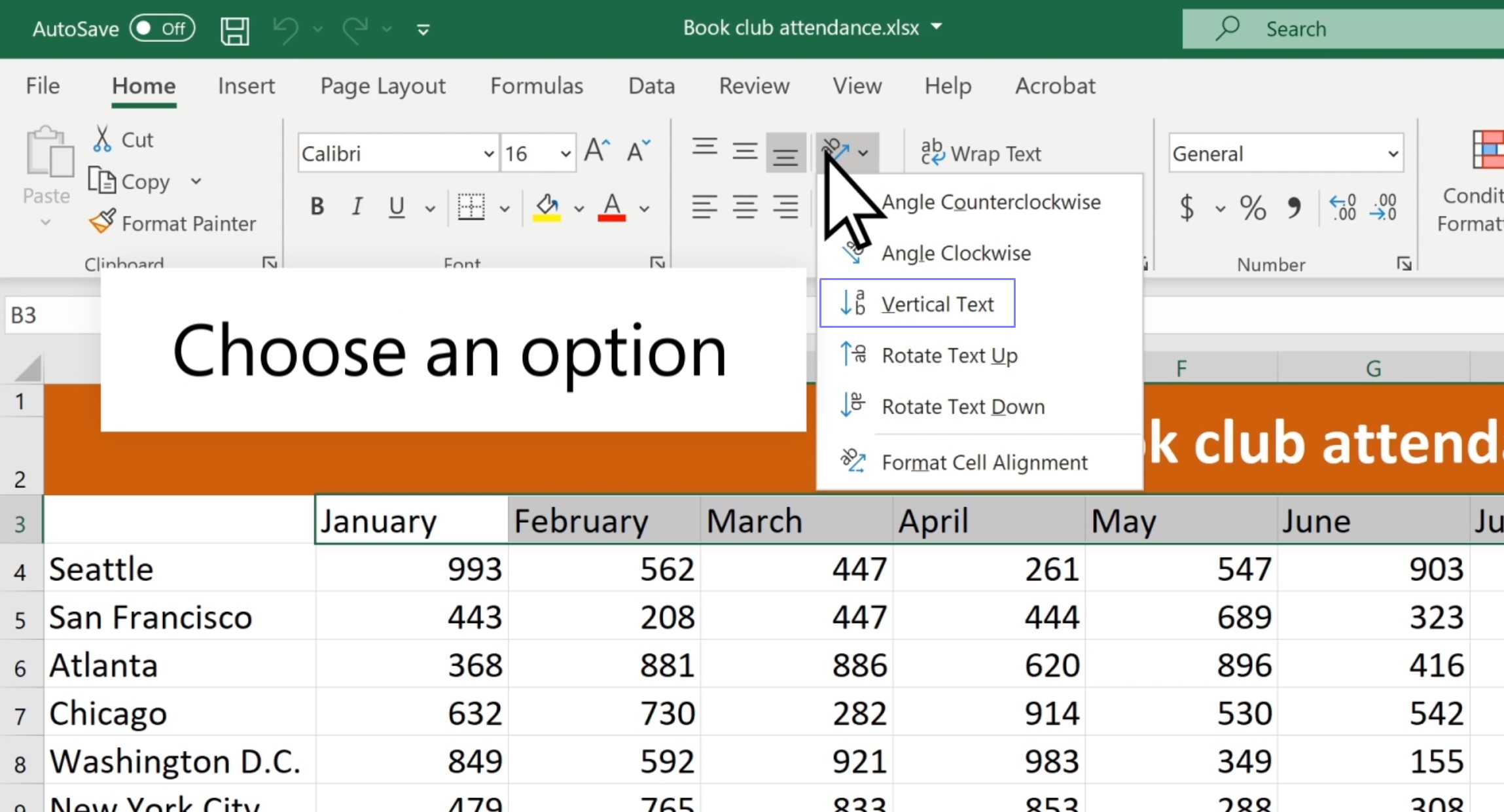 How to make text vertical in Excel