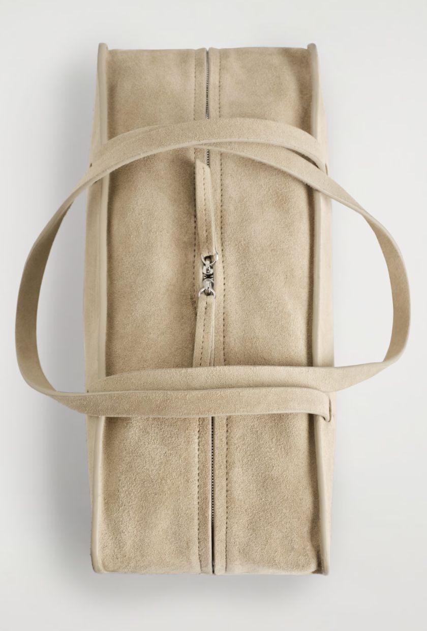 COS Marais Suede Bowling Bag in 'Cappuccino'