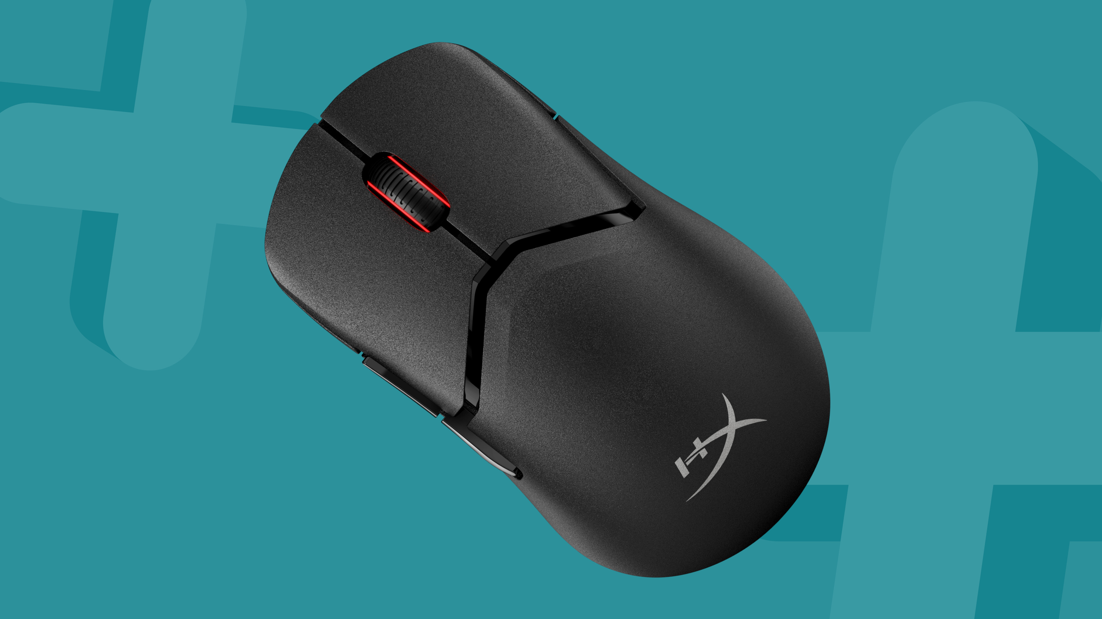 HyperX Pulsefire Saga Pro gaming mouse on blue background