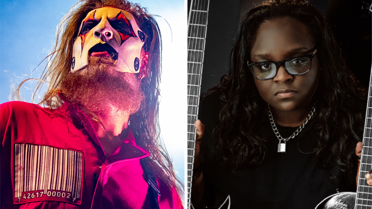Jim Root onstage with Slipknot in 2024 and Diamond Rowe of Tetrarch in 2025