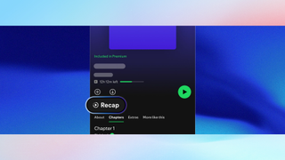 the spotify recap audiobook feature on a blue spotify app background with a blue and pink tom's guide background