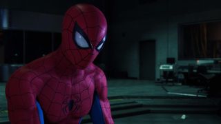 Spider-Man in a cutscene
