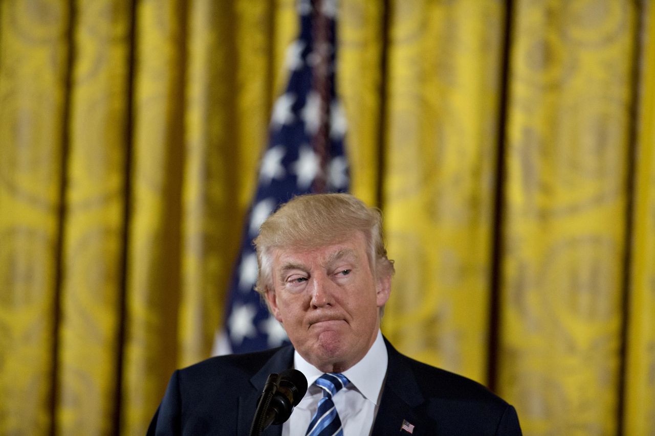 President Donald Trump at a swearing in ceremony