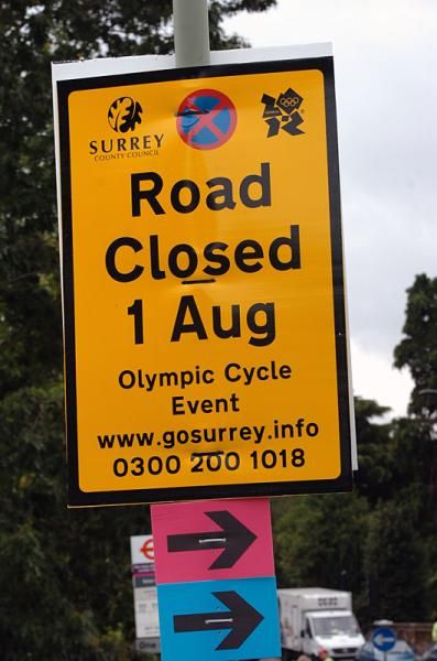 Signage along the Olympic time trial route.