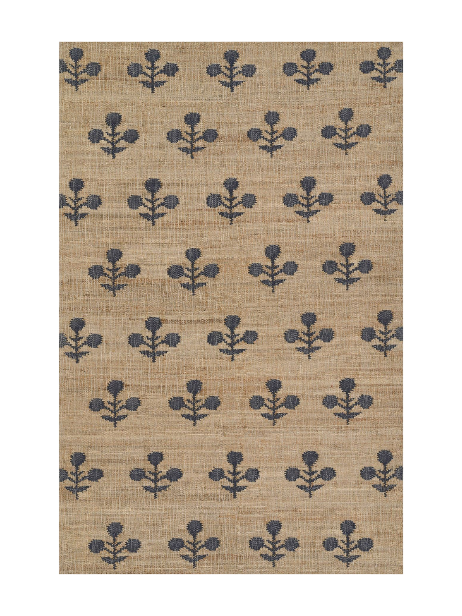 Floral wool and jute rug