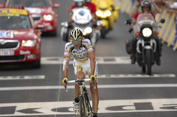 George Hincapie suffers in after stage 19.