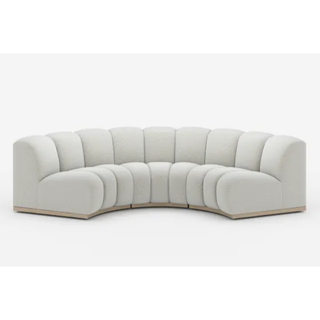 curved boucle white sofa