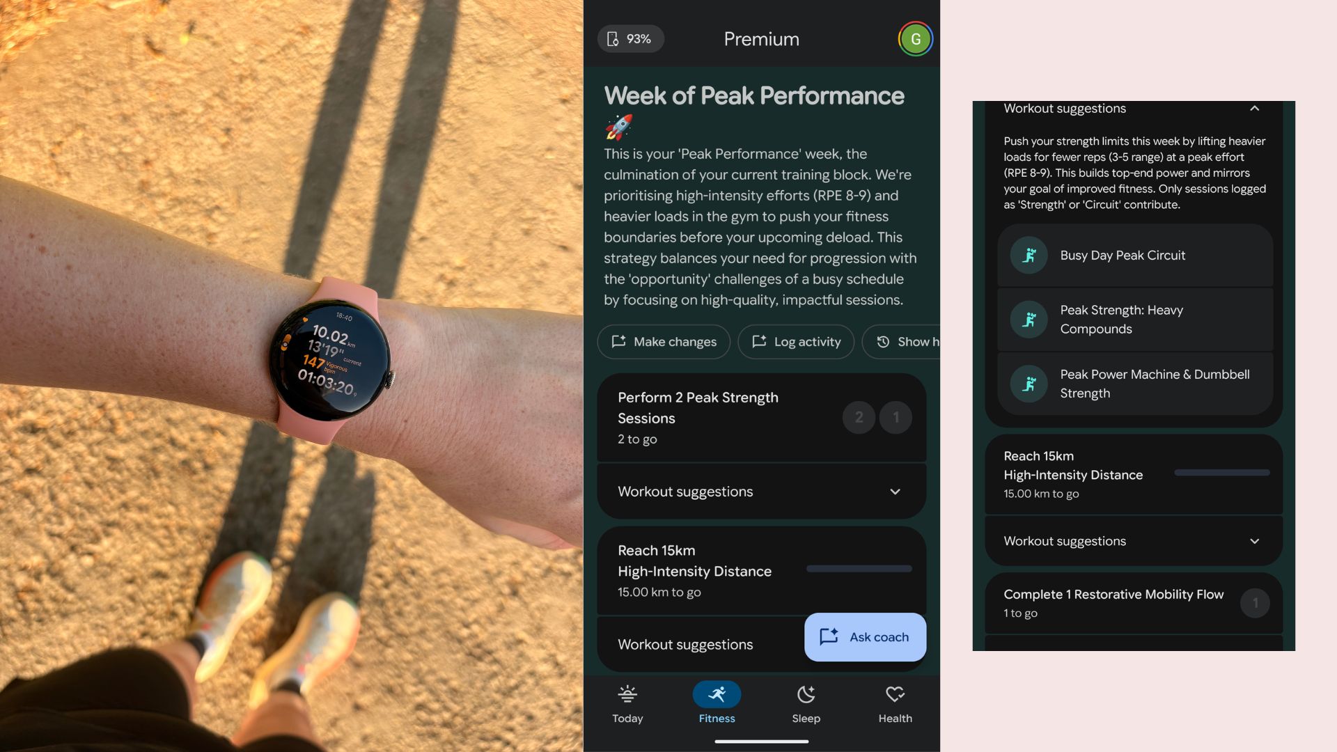 Grace Walsh wearing the Google Pixel Watch 5 while running