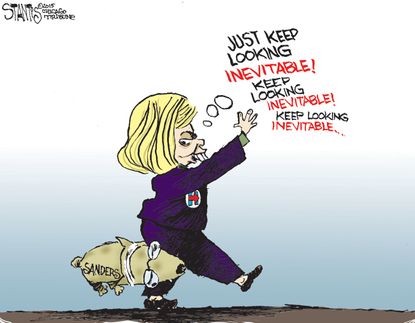 Political cartoon U.S. Hilary Clinton Bernie Sanders