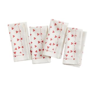 Red and white heart printed napkins