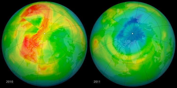 maps of ozone concentration