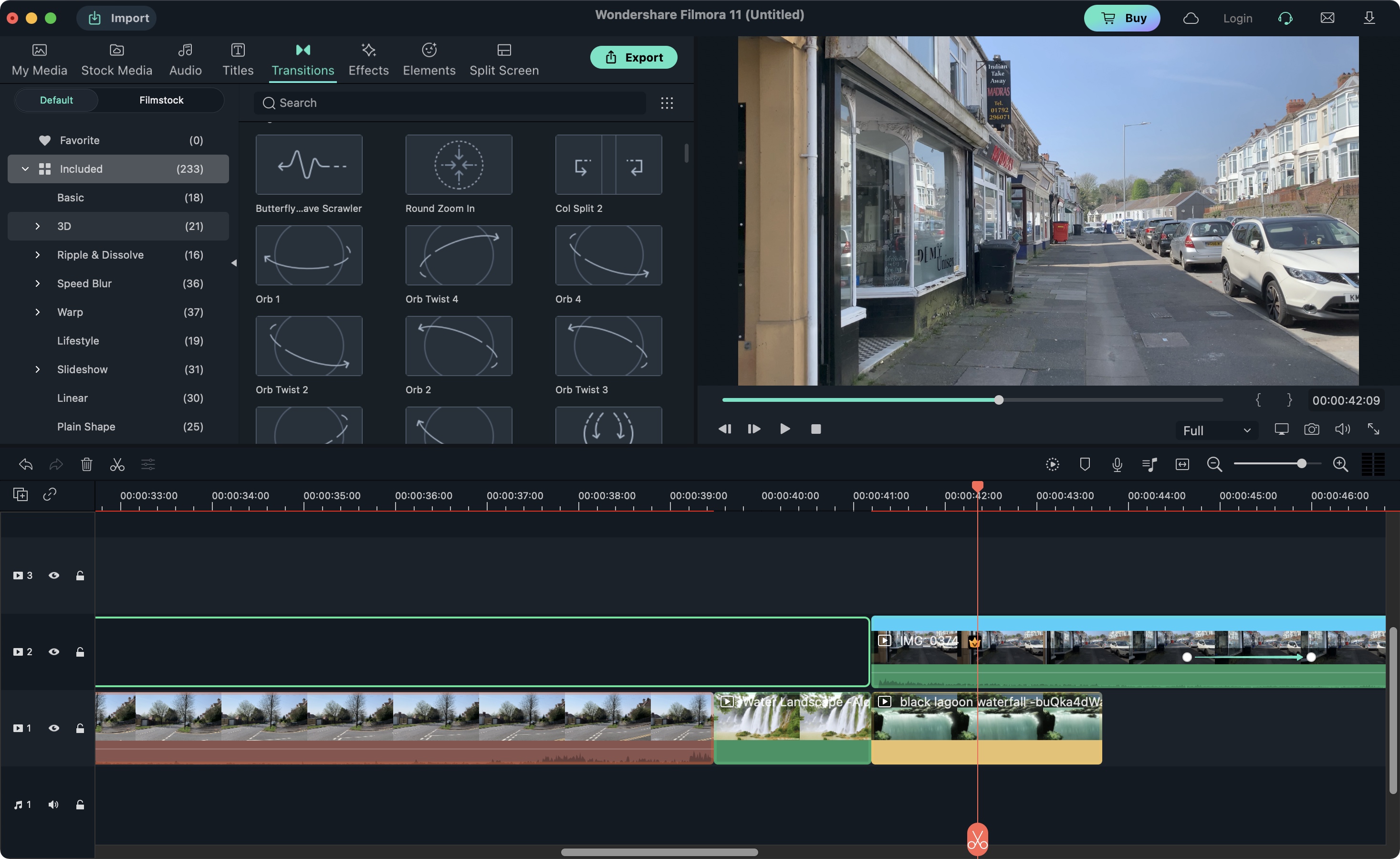 Screenshot of video editing software Filmora