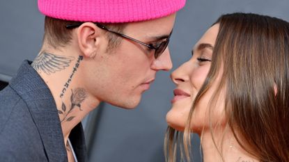 Justin and Hailey Bieber kissing