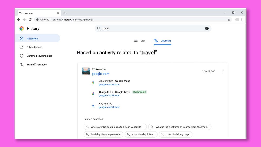 Google Chrome's new Journeys feature helps you find that tab you just