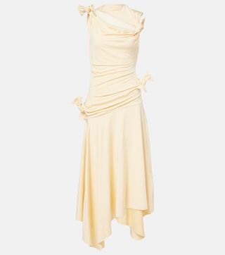 Cutout Asymmetric Jersey Midi Dress